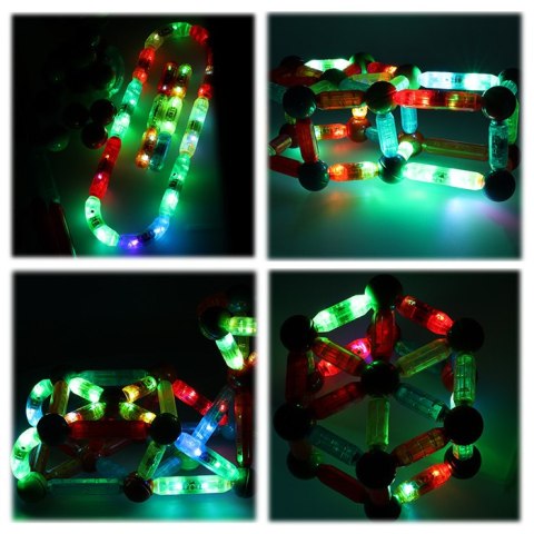 Klocki magnetyczne LED magnetic sticks duże patyczki świecące dla małych dzieci 76 elementów