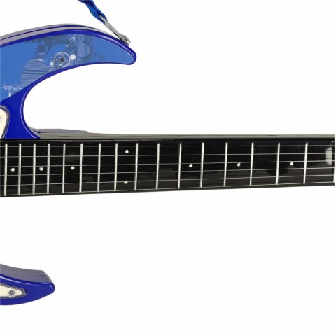 Gitara elektryczna rockowa z głośnikiem mikrofonem dla dzieci niebieska