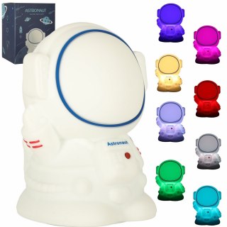 Lampka nocna dla dzieci silikonowa dotykowa miękka 8 LED USB RGB biała astronauta