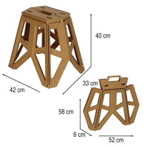 Taboret składany krzesełko turystyczne kempingowe przenośne 40 cm beżowy