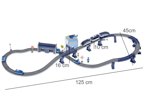 Kolejka elektryczna pociąg policja autka 92 elementy ~300cm